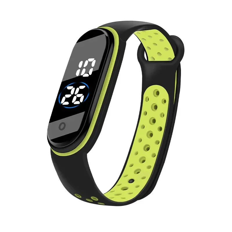 Reloj deportivo resistente al agua para niños, reloj Digital LED con pantalla táctil inteligente, correa de silicona de dos tonos, reloj para hombres y mujeres, reloj para estudiantes