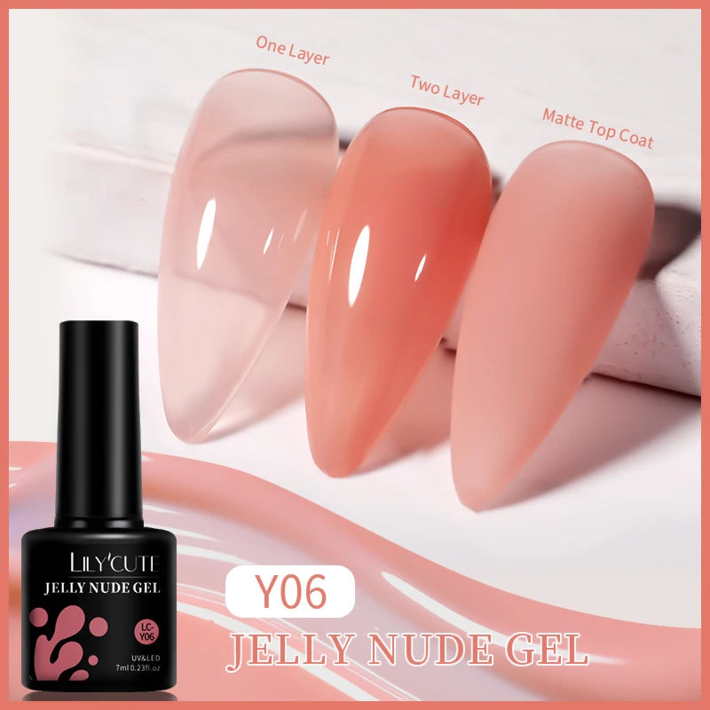 LILYCUTE-esmalte en Gel para uñas, barniz semipermanente para manicura, con LED UV, 129 colores, 7ML