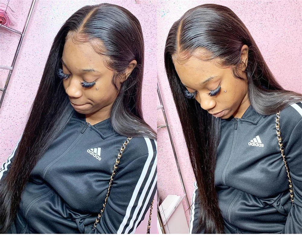 Peluca frontal de encaje HD 13x6 13x4, peluca frontal de encaje de cabello humano de 30 pulgadas, lisa como un hueso, pelucas de cabello humano con encaje transparente, peluca con cierre HD 4x4