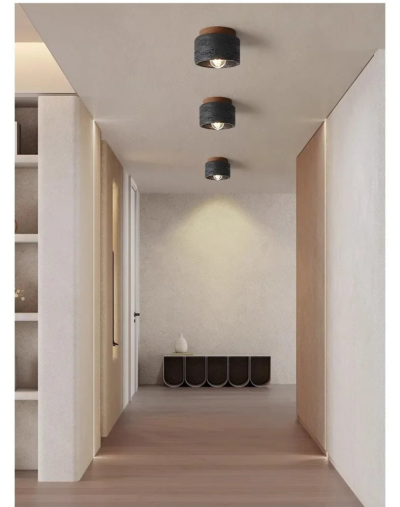 Lámpara de techo LED de piedra travertino, accesorio de iluminación para pasillo, sala de estar, comedor, decoración de dormitorio, lámpara de techo