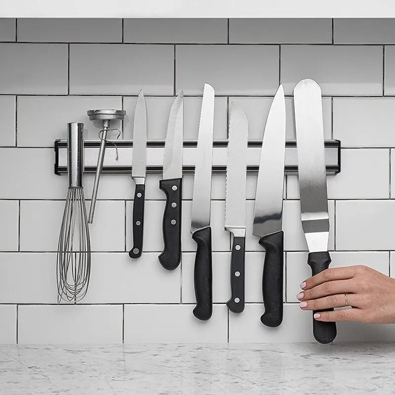 Estante para cuchillos magnético de cocina de aleación de aluminio montado en la pared, soporte para cuchillos magnético fuerte, bloque de cuchillos, estante de almacenamiento