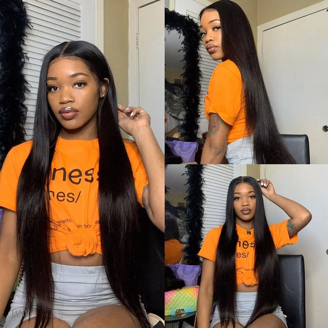 Peluca frontal de encaje HD 13x6 13x4, peluca frontal de encaje de cabello humano de 30 pulgadas, lisa como un hueso, pelucas de cabello humano con encaje transparente, peluca con cierre HD 4x4