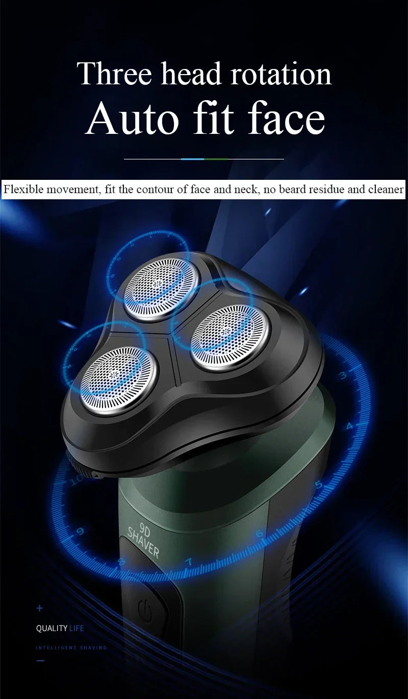 Afeitadoras eléctricas para hombres, maquinilla de afeitar eléctrica resistente al agua, uso en seco y húmedo, máquina de afeitar rotativa con batería recargable