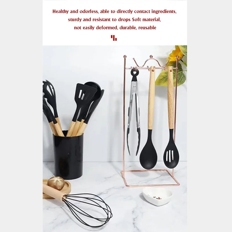 Kit de cocina de silicona de 12 piezas, utensilios de calidad alimentaria, juegos de cocina, espátula giratoria, cuchara medidora, utensilios de cocina prácticos, herramienta Kitchenwa