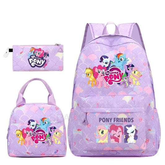 Juego de 3 mochilas My Little Pony para niños, mochila escolar para niñas, mochila escolar para adolescentes, mochila arcoíris para mujeres