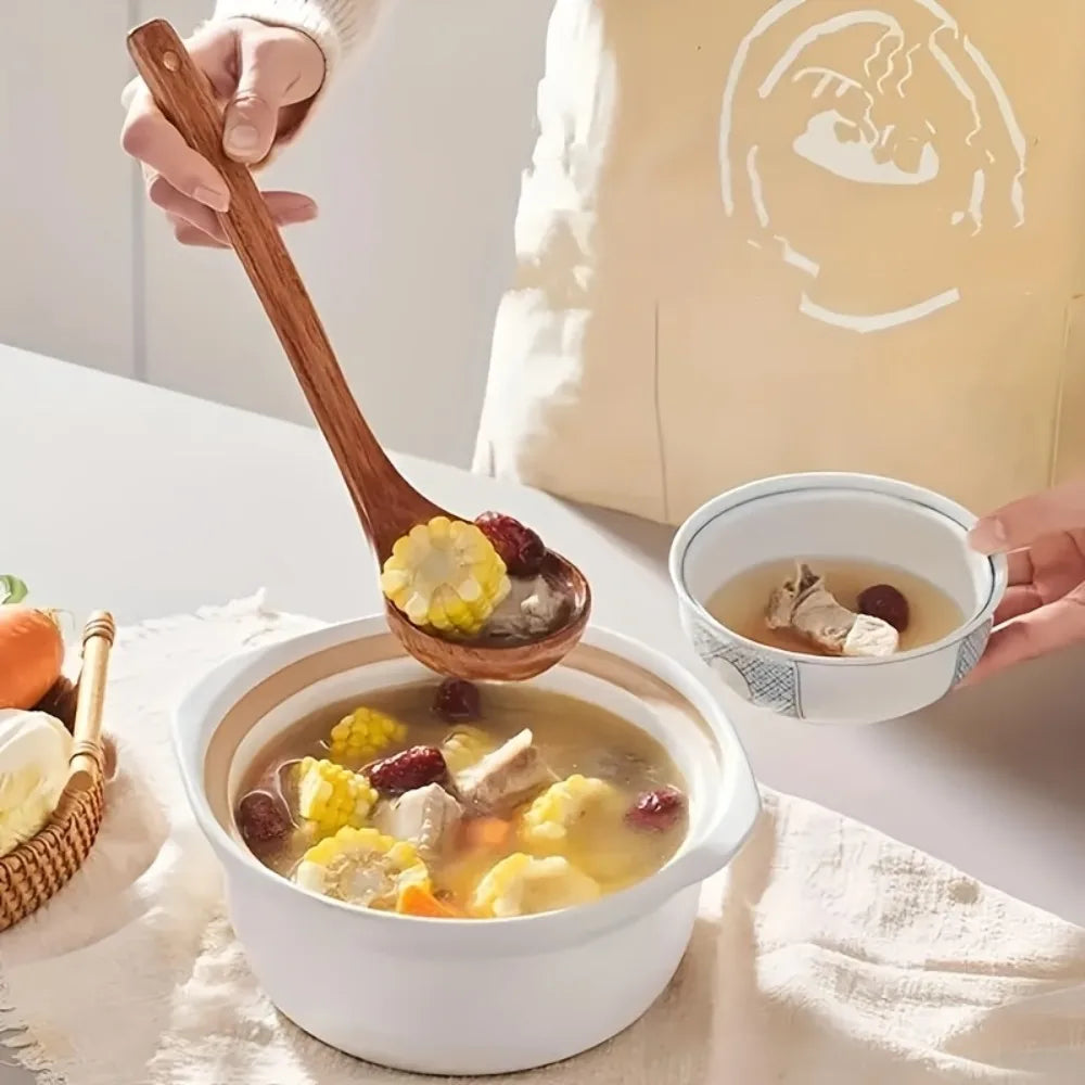 Juego de 5 Utensilios de Cocina de Madera Natural, Espátulas y Cucharas Antiadherentes, Regalo para Mamá en Acción de Gracias o Navidad, Accesorios de Cocina