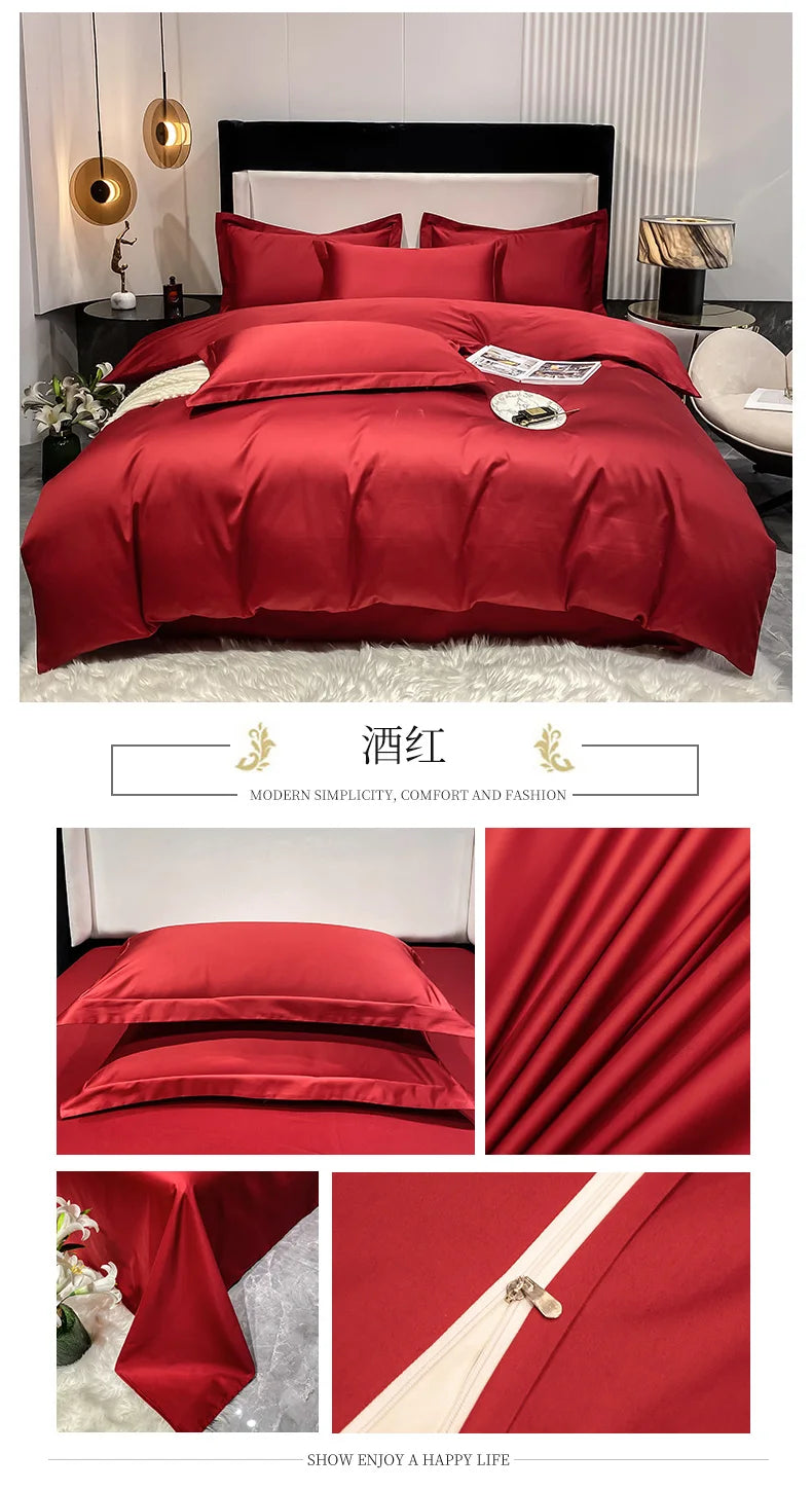 Juego de cama de lujo 100% algodón egipcio funda nórdica funda de almohada Ru Europa doble tamaño Queen King ropa de cama juegos de sábanas suaves