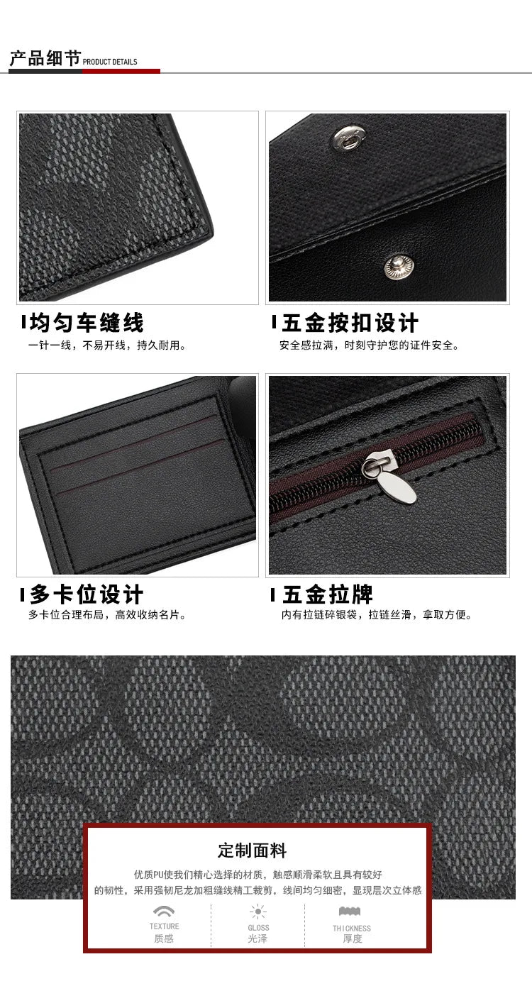 Cartera de Diseño 2026 con Grabado, Billetera Bifold Compacta para Hombre, Múltiples Ranuras para Tarjetas, Bolsillo para Monedas, Accesorio de Moda Diaria, Regalo para Hombre
