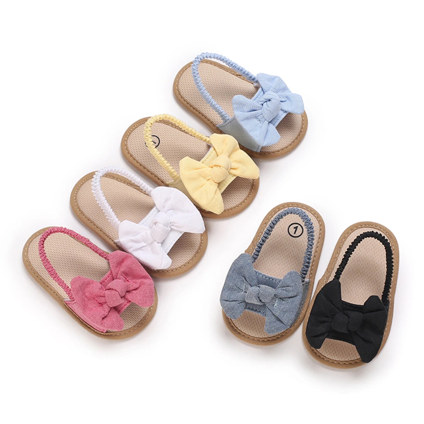 Lindas sandalias de bebé con lazo para niña, zapatos de verano de princesa, suela suave, antideslizantes, punta abierta, zapatos infantiles para caminar, zapatillas de playa