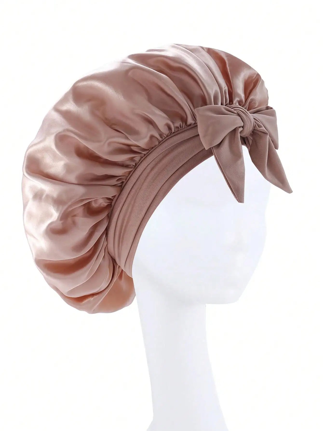Gorro de satén Gorro de seda Bonne ajustable para dormir Gorro para el pelo con banda para atar Gorros para mujeres y hombres
