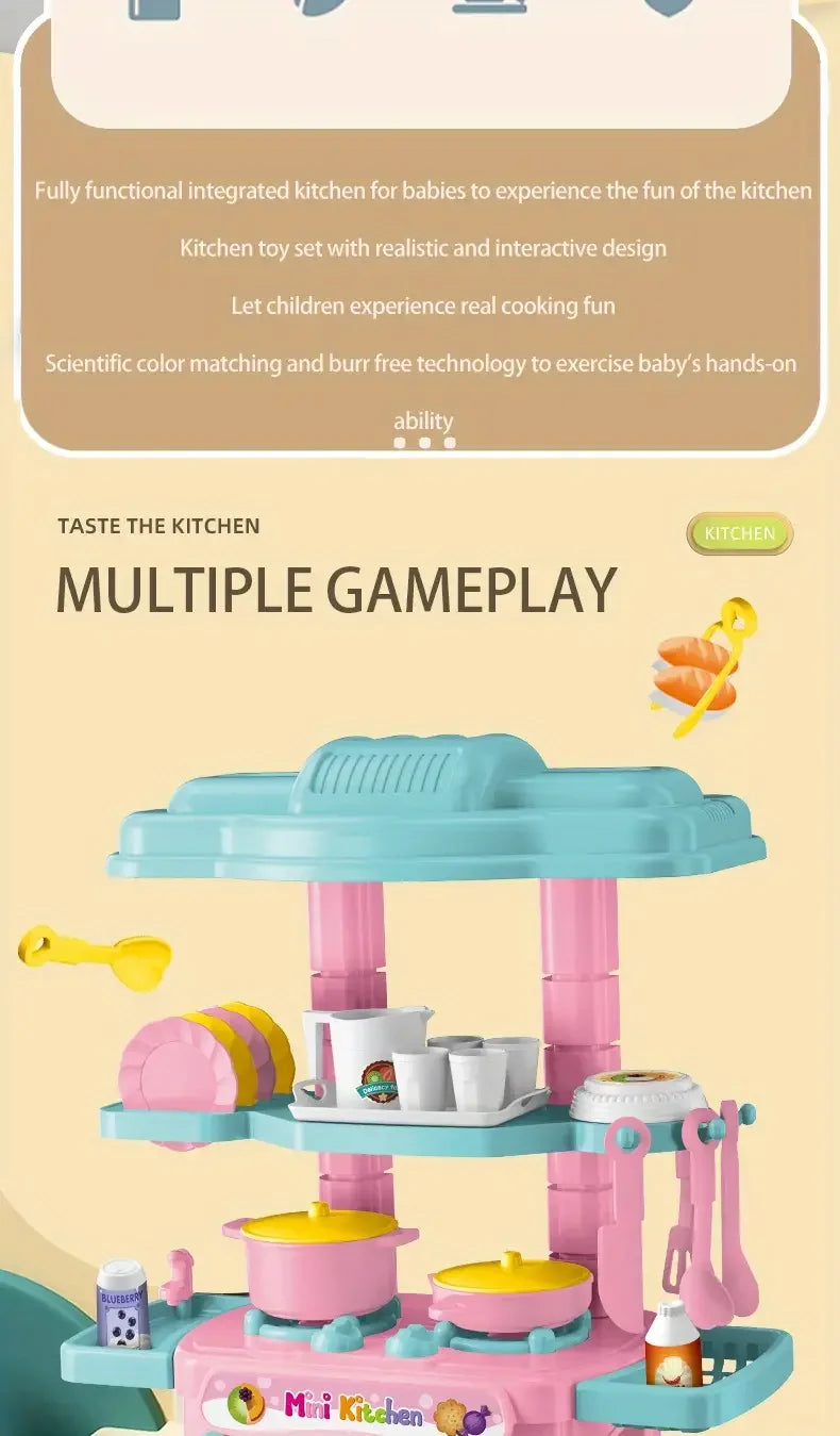 Mini juego de mostrador de cocina DIY, vajilla de comida de cocina simulada, juego de rol para casa, juego de simulación, juguete para regalo para chico y niño