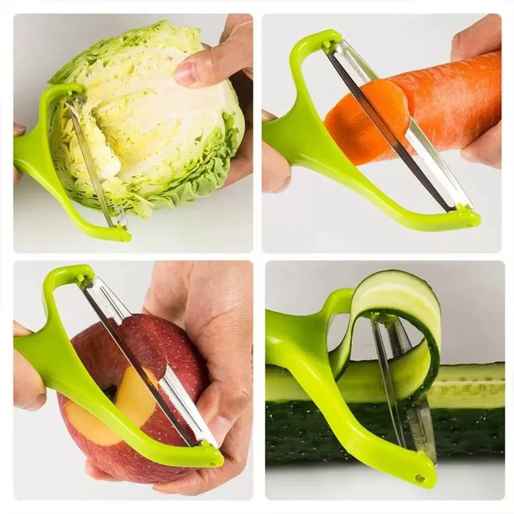 Trituradora de repollo de acero inoxidable, pelador de verduras, cortador de boca ancha, ralladores de patatas y ensalada de frutas, utensilios de cocina, 1/2/3 Uds.