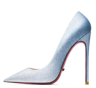 HLTINO, tacones altos de fondo rojo de 12cm, zapatos de lujo de cuero genuino, tacones de aguja súper altos para mujer con zapatos de tacón de primavera para mujer