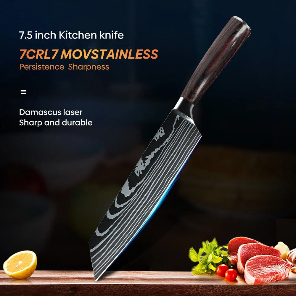 Cuchillo Kiritsuke japonés profesional de 8 pulgadas, cuchillo de Chef de cocina alemán de acero inoxidable con alto contenido de carbono, Ultra afilado, carne, pescado, Sushi