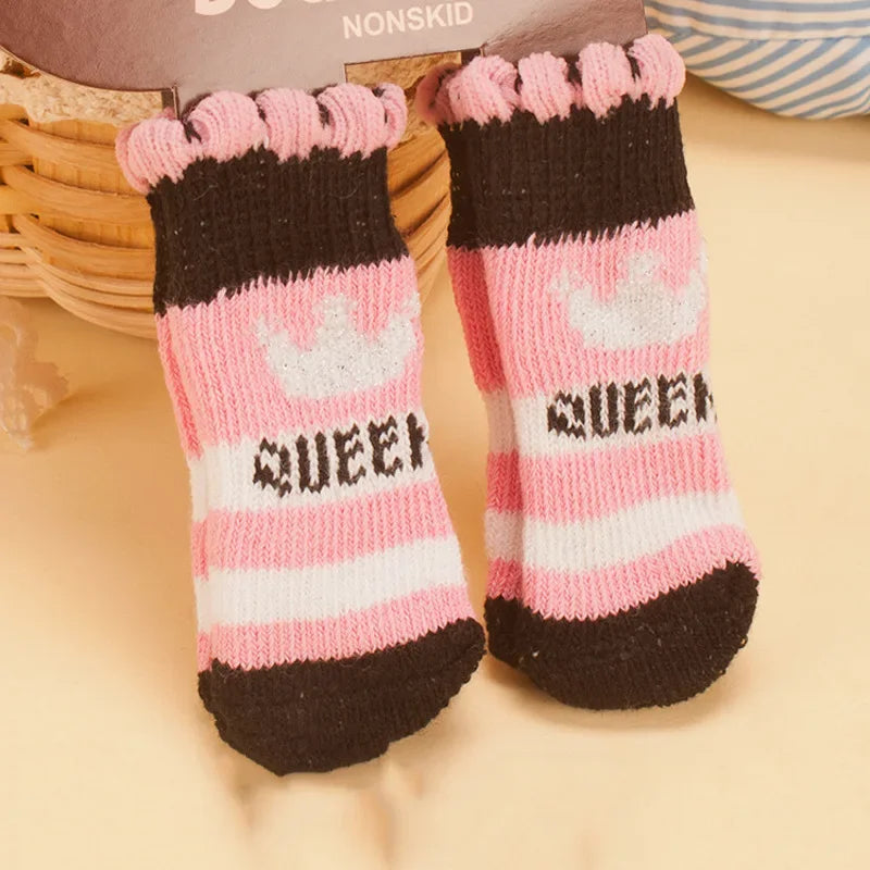4Pcs/Set Pet Socks Anti Slip Dog Foot Cover Set Teddy Dog Shoes Set 4 Dogs Socks Puppy Socks Dogs Shoes for Small Dogs