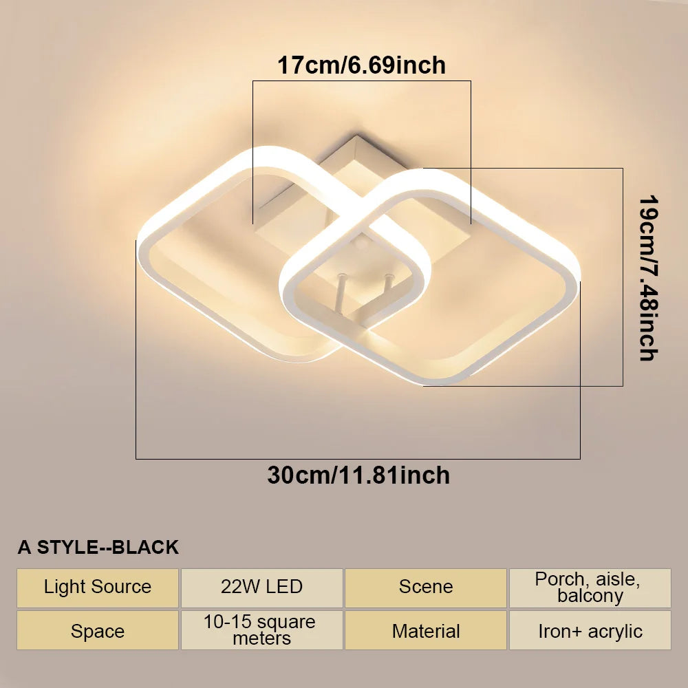 Luz de techo moderna, lámpara de techo LED para pasillo pequeño, diseño de cerca de techo, accesorio de iluminación para el hogar, cocina, dormitorio, balcón