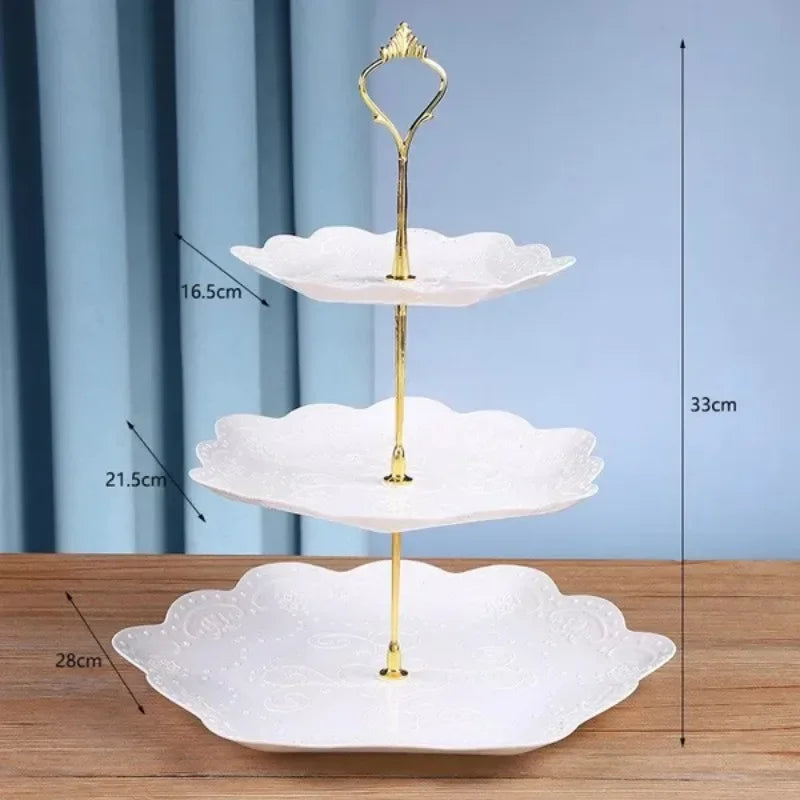 Soporte desmontable para Tartas de estilo europeo, plato de fruta de 3 capas para postres, magdalenas y pastelería