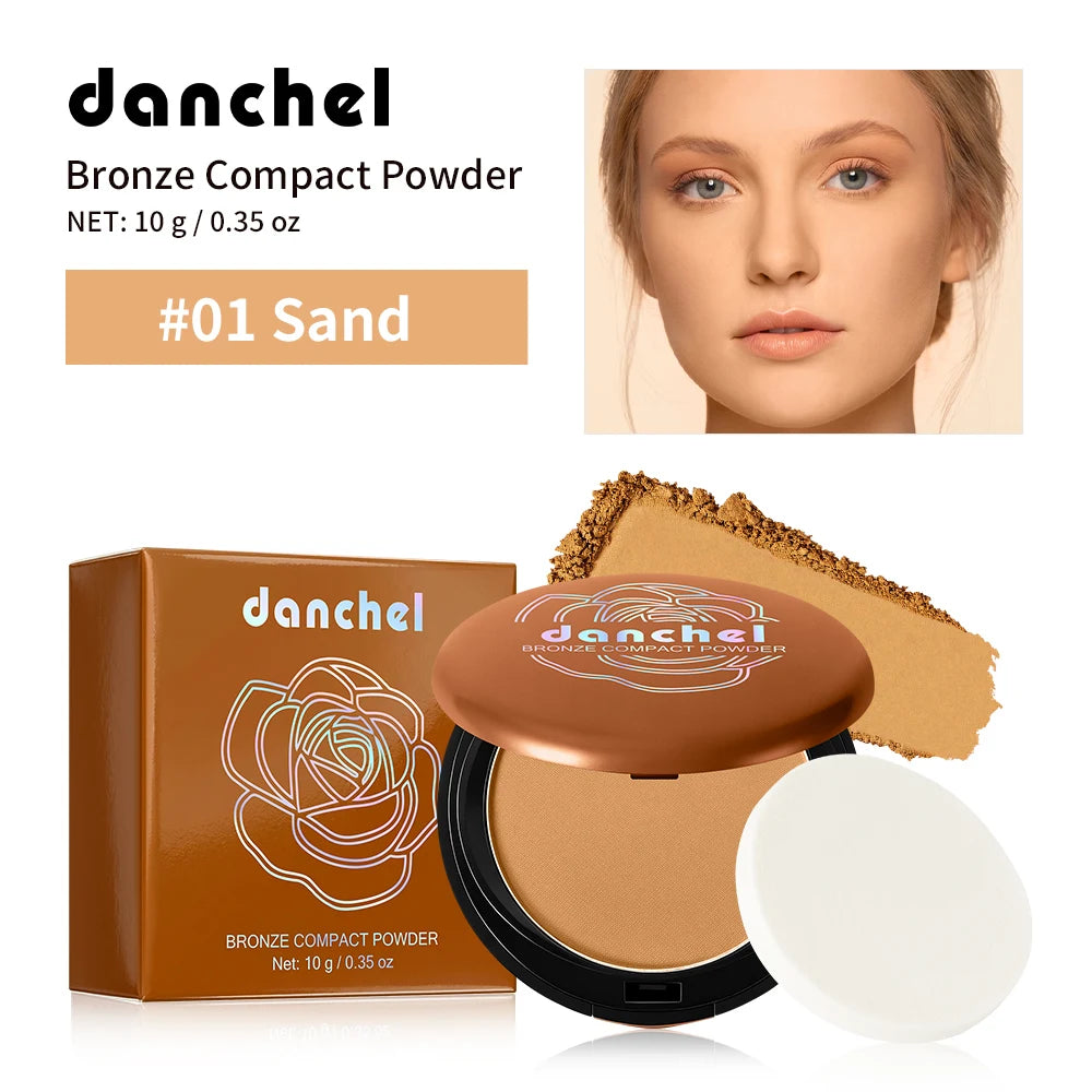 Polvo Compacto Mate Bronceado de Larga Duración, Control de Grasa, Define el Contorno Facial, Polvo Fijador con Acabado Mate Suave, Maquillaje Coreano