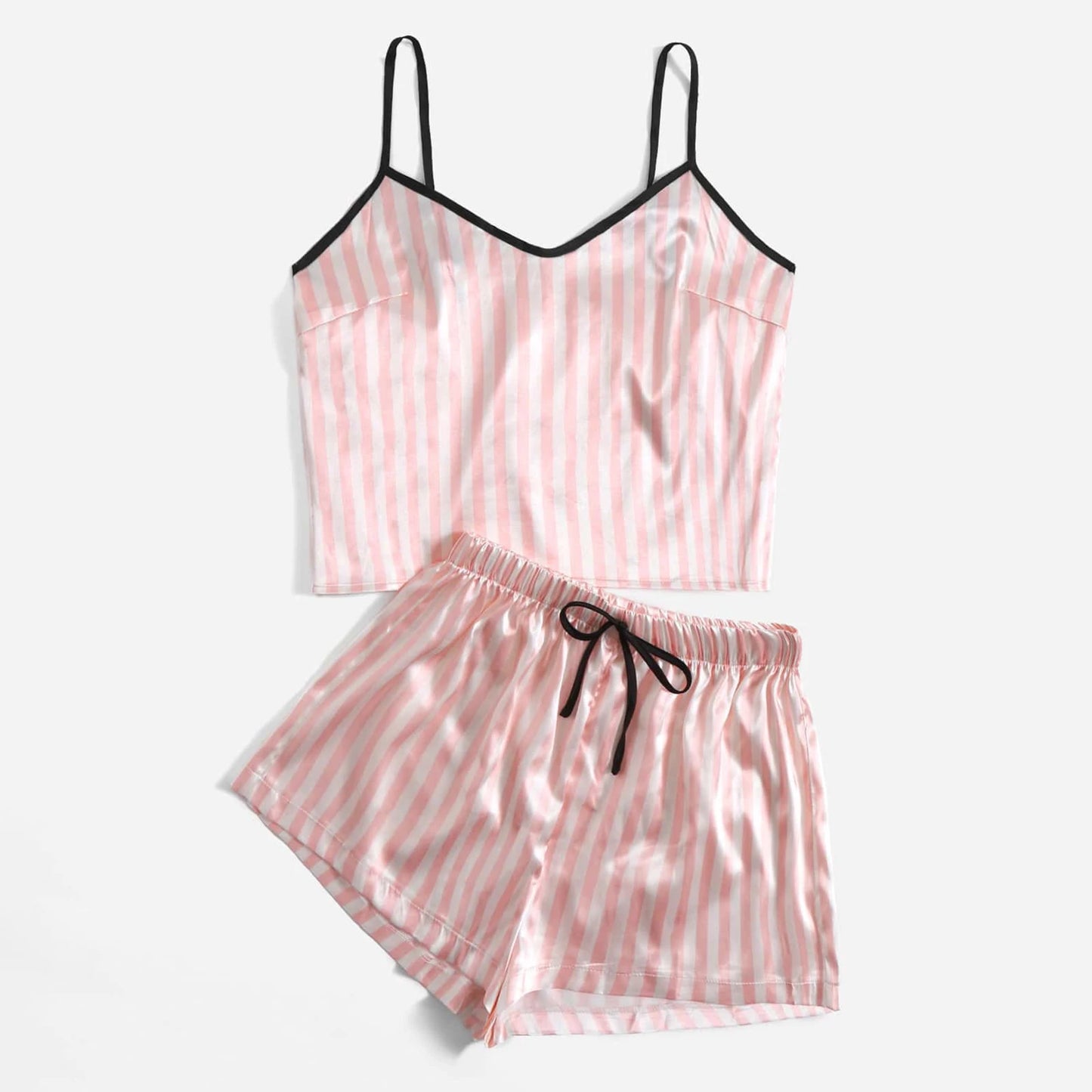 Conjuntos de Pijama Sexy de verano para mujer, Pijamas con patrón de dibujos animados, conjunto de satén sin mangas con tirantes, Pijamas femeninos, ropa de dormir, traje para casa