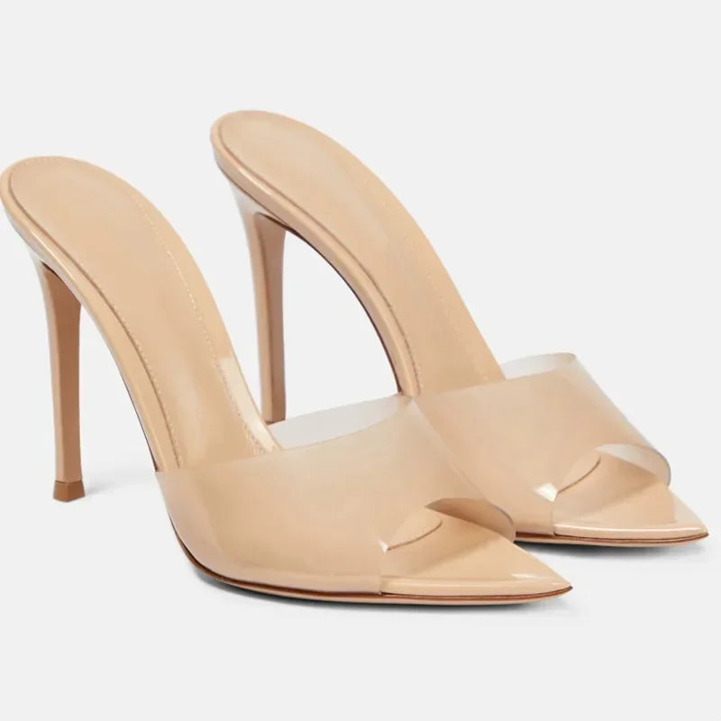 Zapatillas de punta puntiaguda para mujer, zapatos de tacón de aguja de 5cm/8cm/10cm, estilo francés, Sexy, a la moda, talla 46, novedad de verano, 2024