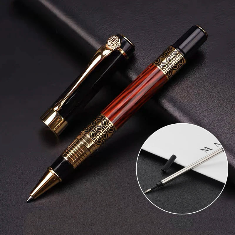 Pluma estilográfica de grano de madera de Metal, suministros escolares, bolígrafos para estudiantes, suministros de papelería, pluma estilográfica de alta calidad