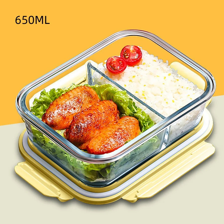 Fiambrera de vidrio, contenedores de almacenamiento de alimentos con tapas, contenedores de preparación de comidas, caja de mantenimiento fresco de vidrio, fiambreras herméticas, cajas Bento