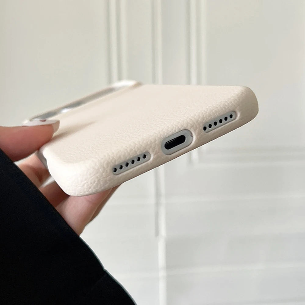 Funda de teléfono con textura de cuero de lujo para iPhone 17 Pro Max 17 Air 16 Plus 15 14 13 12 11 Pro Max, carcasa suave de TPU a prueba de golpes