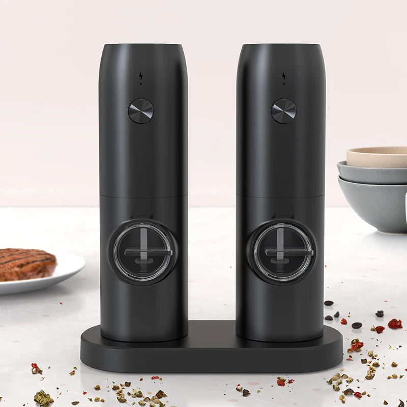 Juego de molinillos de pimienta eléctricos automáticos, molinillo de sal y pimienta con grosor ajustable, molinillo de especias para cocina, 1 ud./2 uds.