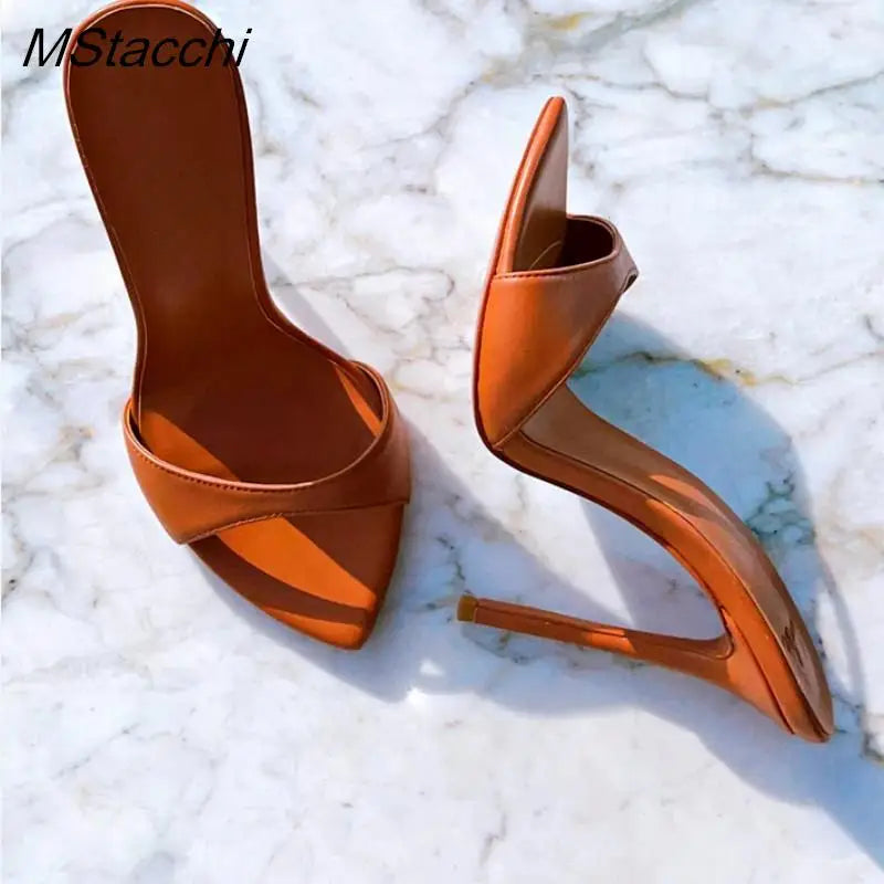 Zapatillas de tacón súper alto para mujer, zapatos de verano con punta abierta, sandalias de tacón de aguja de colores combinados, zapatos sexis de fiesta para mujer, zapatos de tacón de lujo para mujer