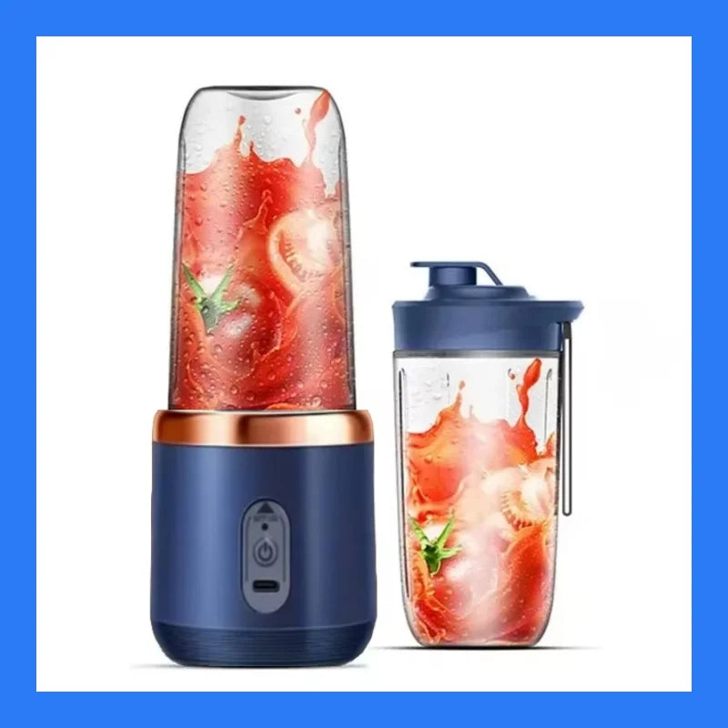 Licuadora Eléctrica Portátil de 400 ml, 2 Tazas, Mini Licuadora Multifuncional Inalámbrica para el Hogar, Recargable por USB, Vaso Mezclador Pequeño