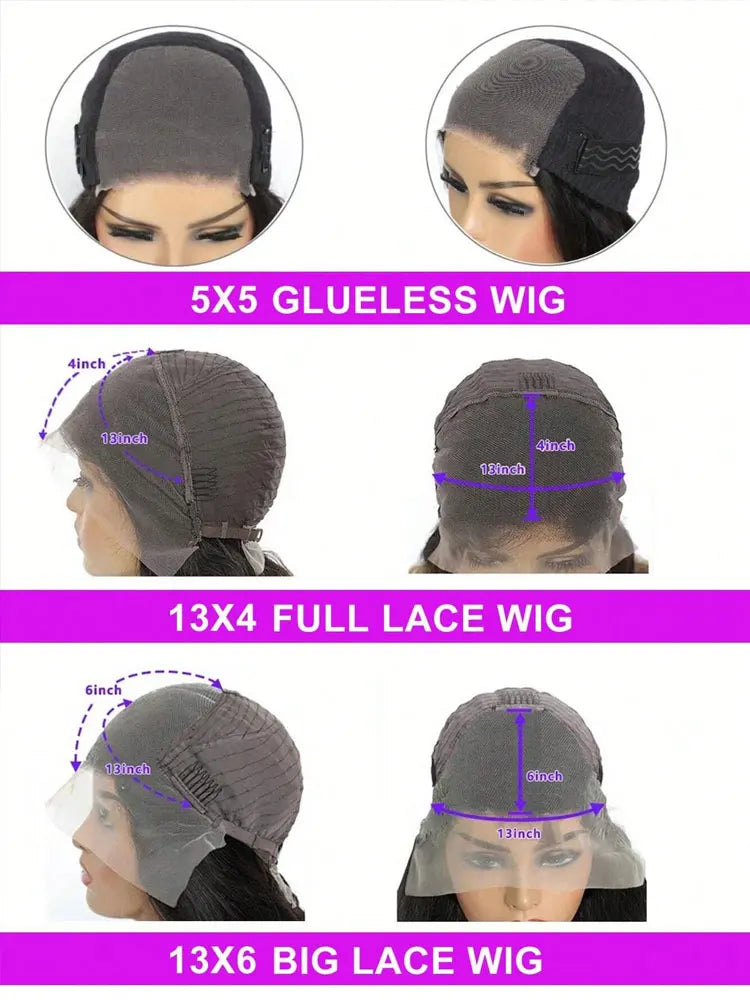 Pelucas de cabello humano ondulado de 40 y 42 pulgadas, peluca de cabello humano con frente de encaje HD 13x6 de 250% de densidad, peluca con cierre de encaje sin brillo 5x5 prearrancada