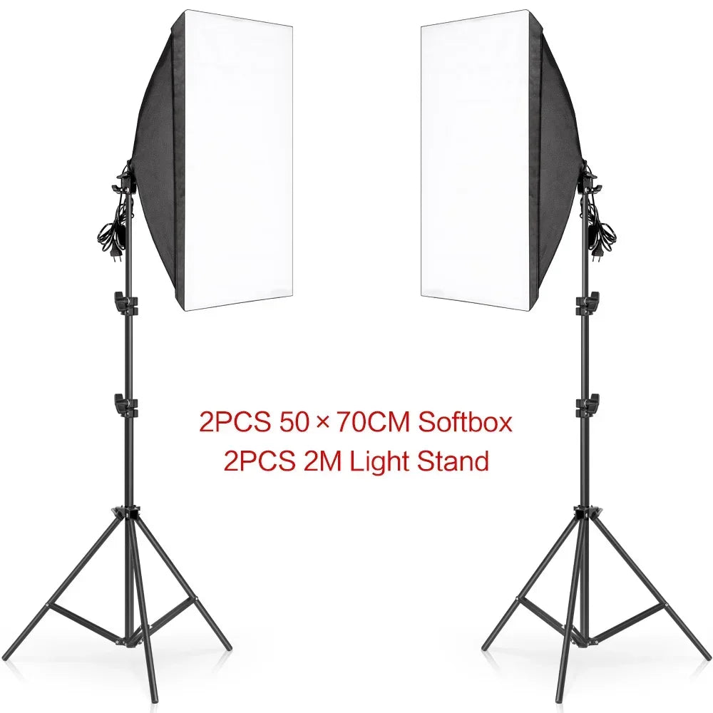 Kit de iluminación Softbox de 20w/30w/40w, Kit de iluminación de fotografía continua, bombilla E27, equipo de luces de estudio fotográfico para sesión de fotos