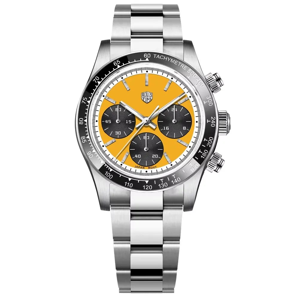 2025 nuevos relojes RollsTimi para hombre, reloj cronógrafo de cuarzo de lujo para hombre, espejo de zafiro AR, reloj de regalo resistente al agua para hombre luminoso