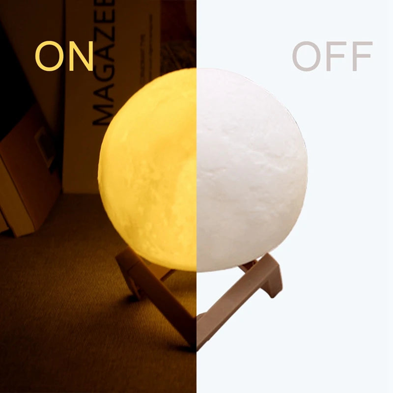 Lámpara de Luna luz LED nocturna alimentada por batería con soporte lámpara estrellada para decoración de dormitorio luces nocturnas regalo para niños lámpara de Luna
