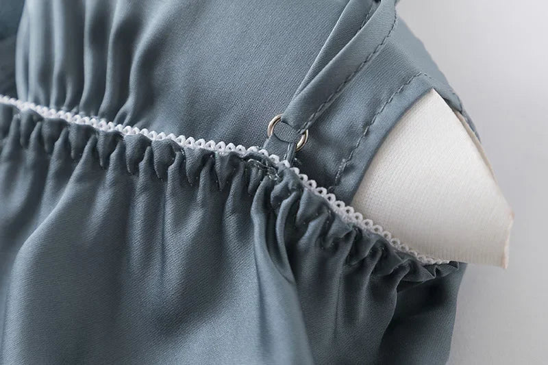 Conjunto de pijama de seda blanca para mujer, bata de boda de 5 piezas, camisón Sexy de encaje, ropa de dormir, Kimono, albornoz, lencería