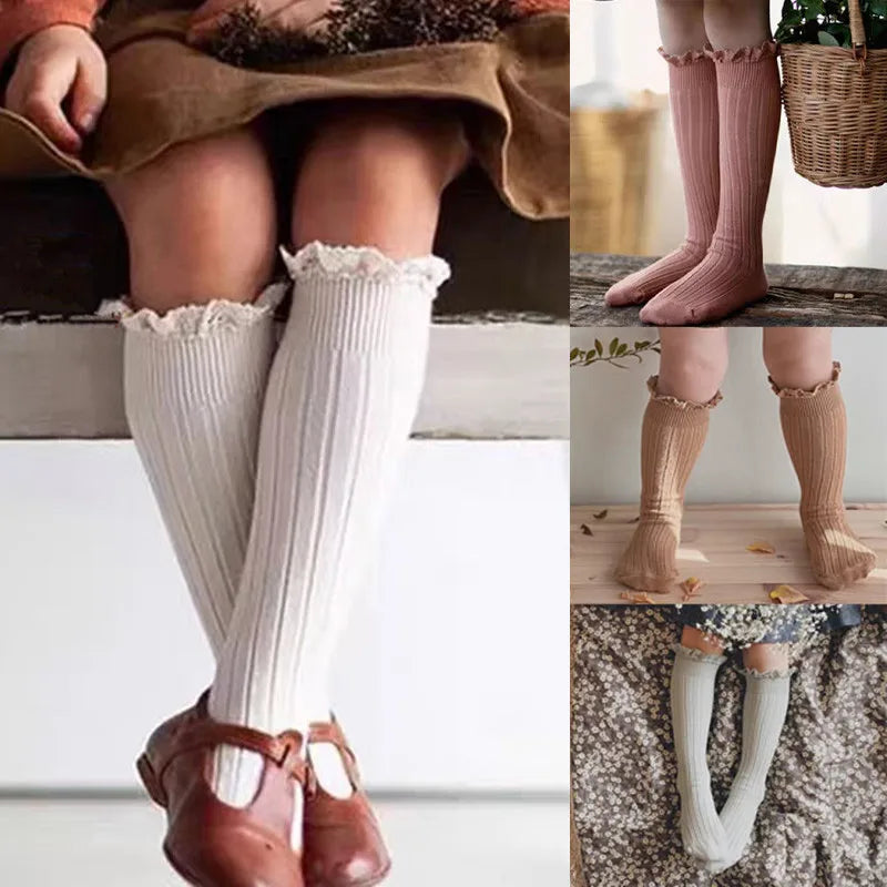 Calcetines Largos con Encaje para Niñas