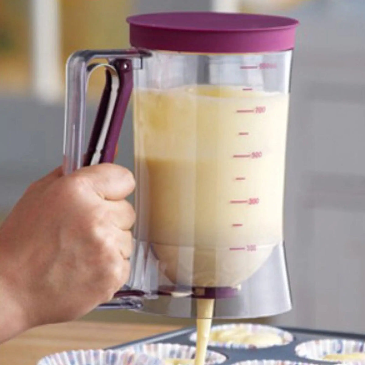Dispensador de masa ABS 900ml, separador de crema de masa, herramienta para hornear para panqueques, magdalenas, pasteles, gofres, dispensador de masa para panqueques