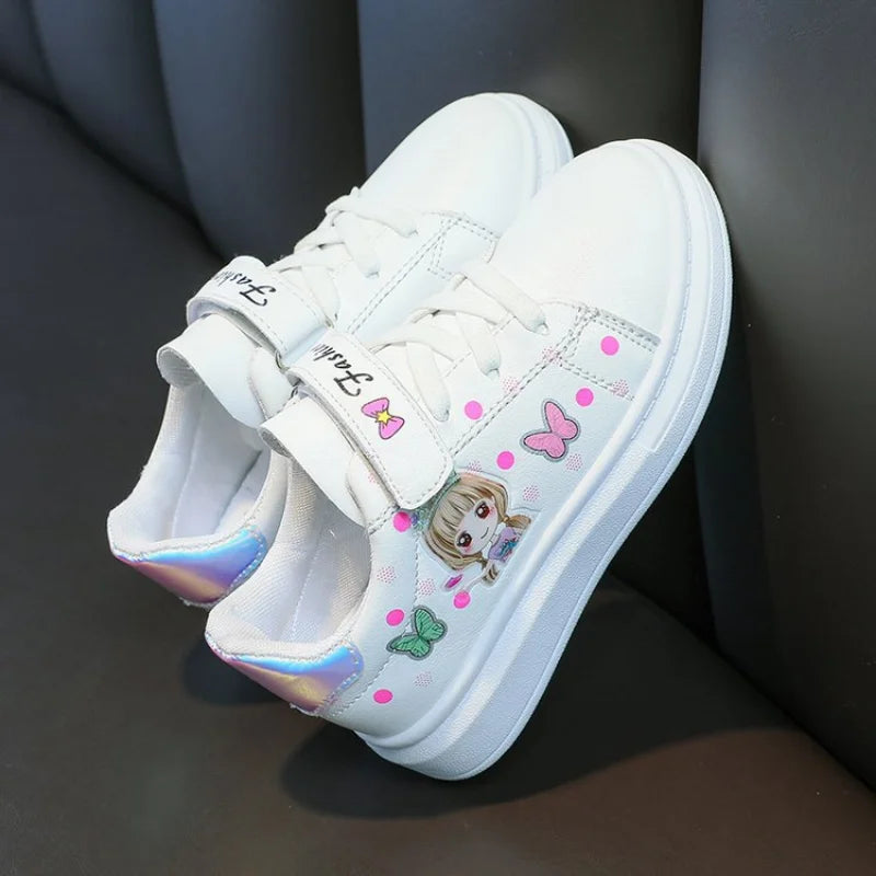 Zapatillas-zapatos informales para chico, zapatillas de deporte para niño, zapatos superiores de cuero para niña, zapatos blancos pequeños para niño, primavera 2023
