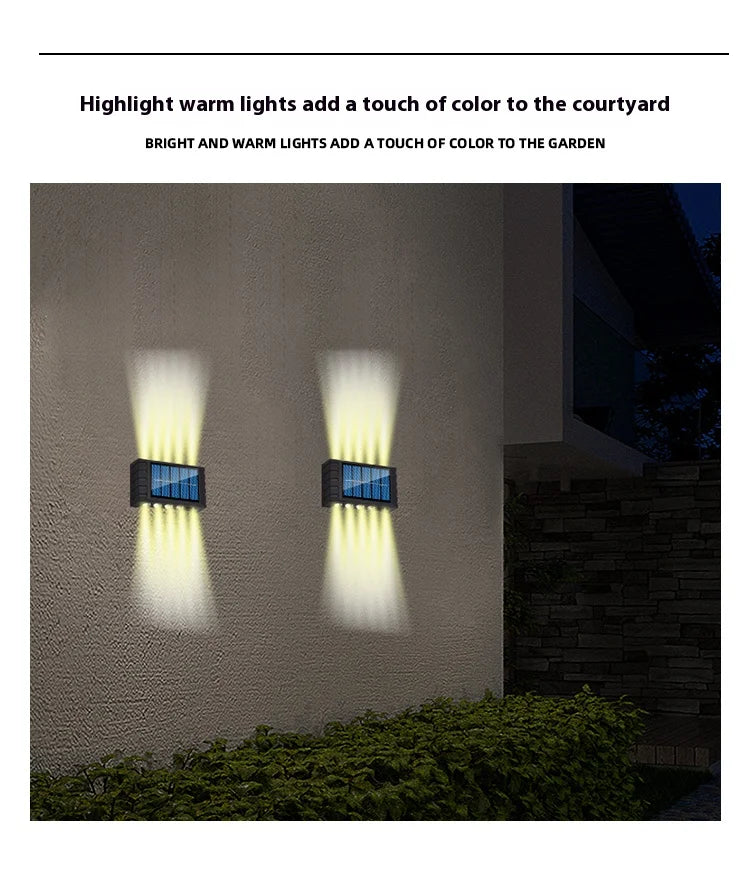 Lámpara Solar de pared de 4/6/8/10LED, decoración de calle para patio, luz impermeable para exteriores, iluminación luminosa arriba y abajo, lámpara de paisaje de jardín