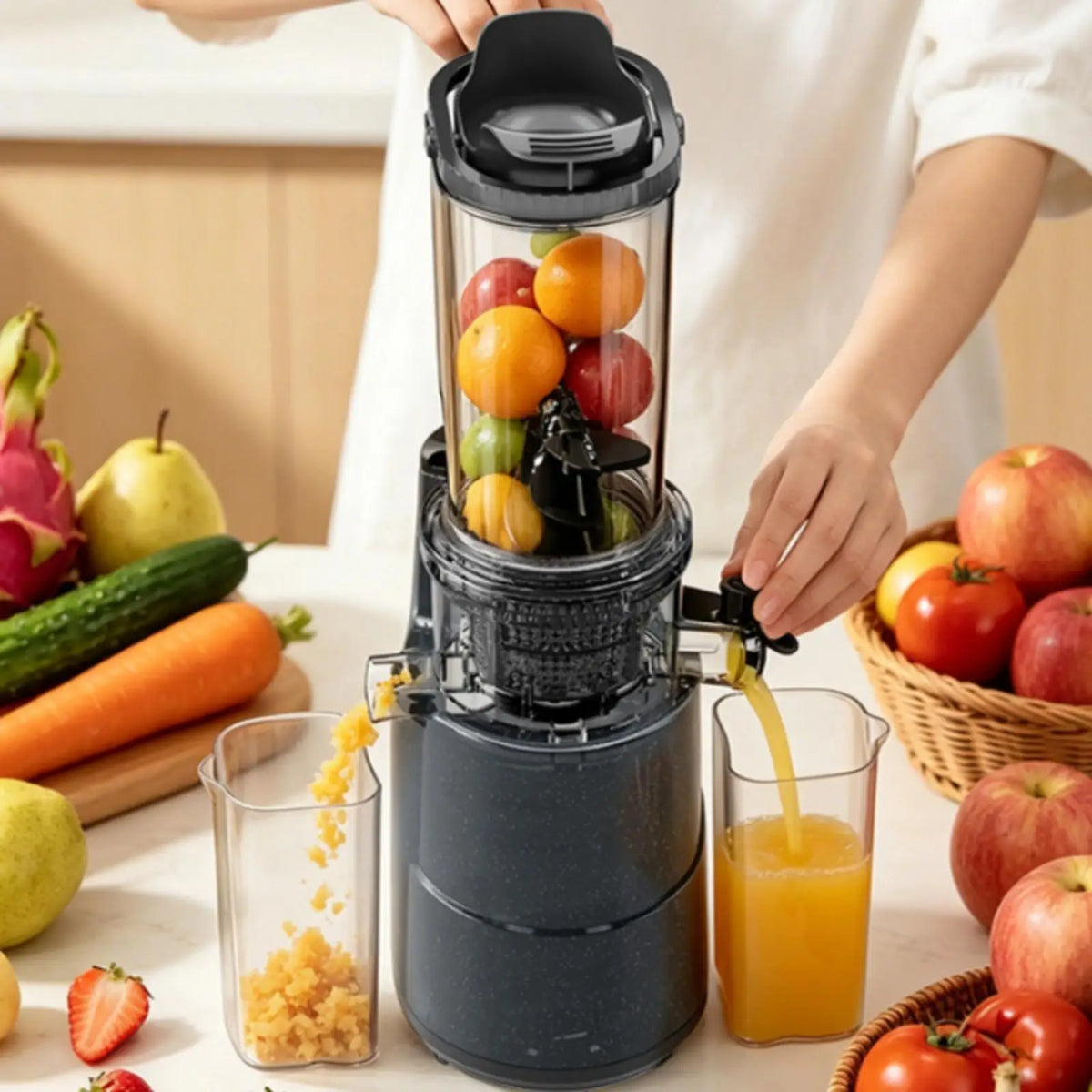 Extractor de Jugo Eléctrico de Prensado en Frío para Frutas y Vegetales