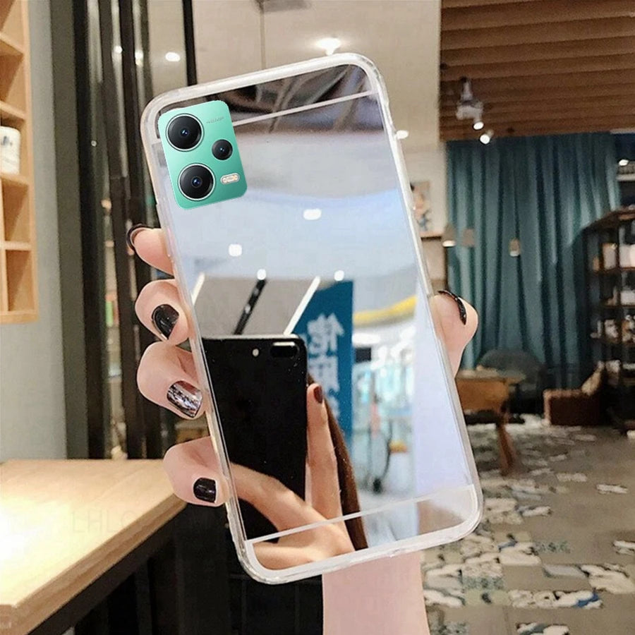 Funda de silicona suave con espejo de maquillaje para Xiaomi 13 Redmi Note 12 Pro Plus 5G 12C 13C Poco M5S M6 X7 C75, funda de TPU