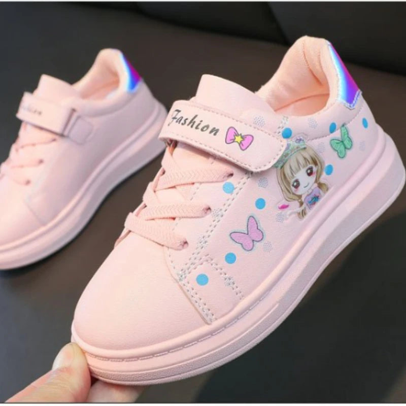 Zapatillas-zapatos informales para chico, zapatillas de deporte para niño, zapatos superiores de cuero para niña, zapatos blancos pequeños para niño, primavera 2023