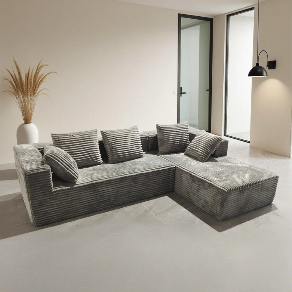 Sofá Cama Modular Reclinable, Tapizado, Moderno, para Sala de Estar, Apartamento, Compacto, de Tela y Esponja Comprimida, Esquinero