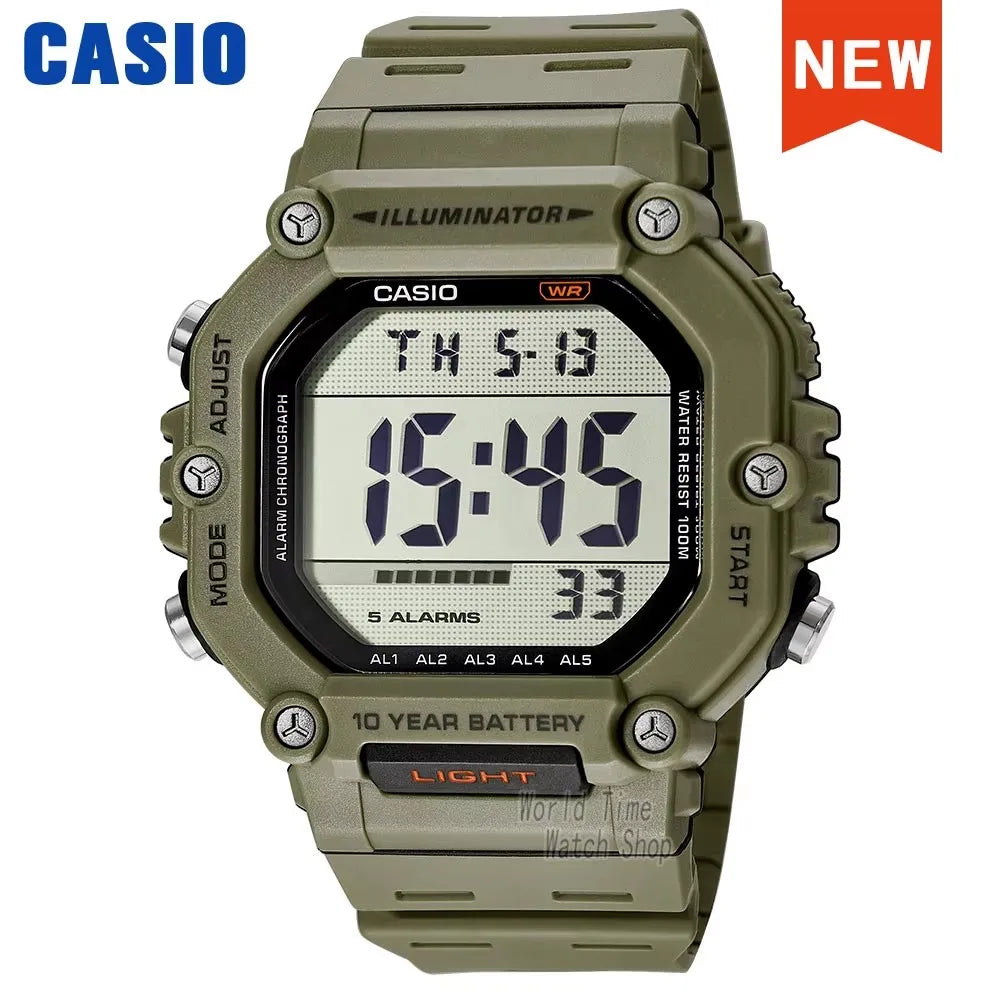 Reloj Casio con batería de 10 años de duración, 100m, resistente al agua, moda deportiva, reloj electrónico multifunción para exteriores, reloj masculino AE-1600