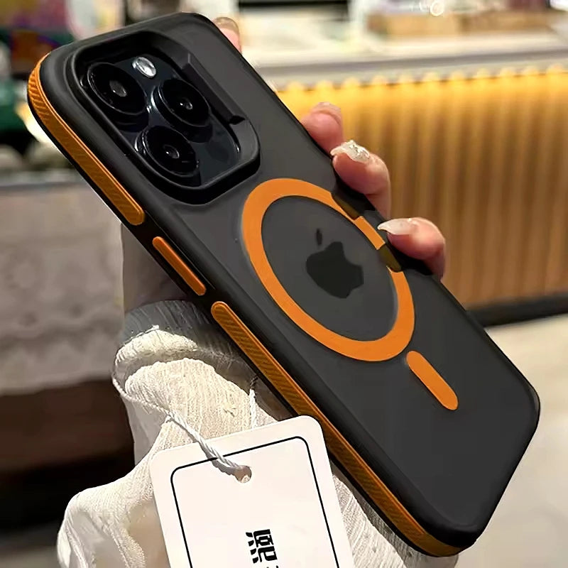 Funda de teléfono con armadura mate de lujo para iPhone 16 15 14 11 12 13 Pro Max Plus Magsafe, Fundas traseras con parachoques magnético, Funda Coque