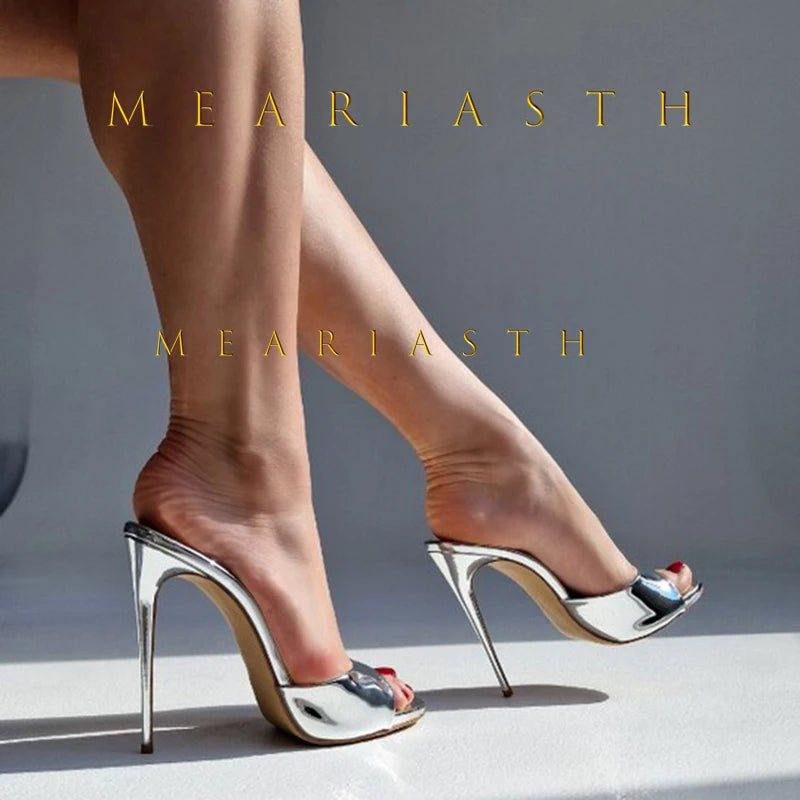 Zapatillas de tacón alto para mujer, sandalias transparentes con punta abierta, tacones de aguja, sandalias de mujer, zapatos de verano