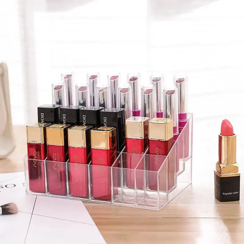 Organizador de Lápices Labiales Transparente para el Hogar, Caja de Almacenamiento de Plástico para Escritorio, Organizador de Cosméticos