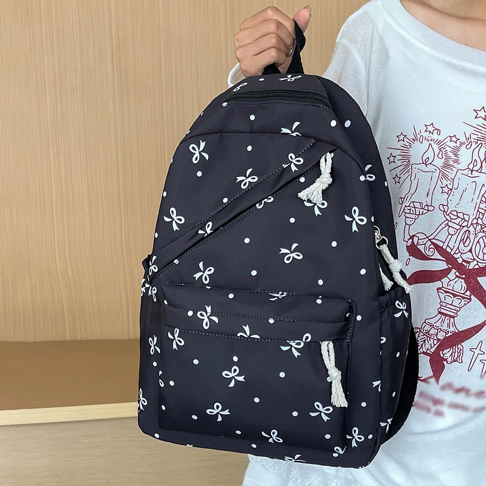 Mochila escolar universitaria con pajarita, 3 uds., con fiambrera, estuche para lápices, mochilas bonitas para niñas, conjunto de mochila escolar para chicas adolescentes
