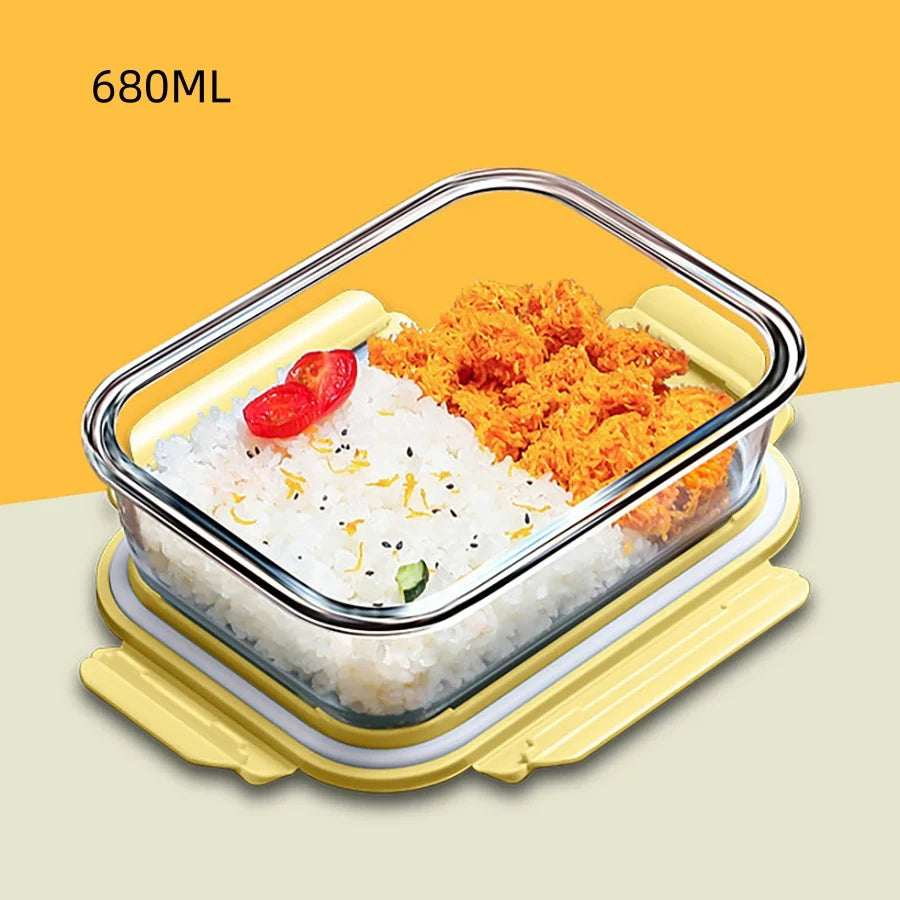 Fiambrera de vidrio, contenedores de almacenamiento de alimentos con tapas, contenedores de preparación de comidas, caja de mantenimiento fresco de vidrio, fiambreras herméticas, cajas Bento