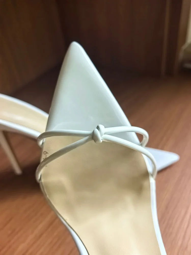 MKKHOU Zapatos de tacón de moda, nuevos zapatos personalizados hechos a mano de alta calidad, sandalias sexys de tacón alto con hebilla en el tobillo y punta fina, zapatos de mujer